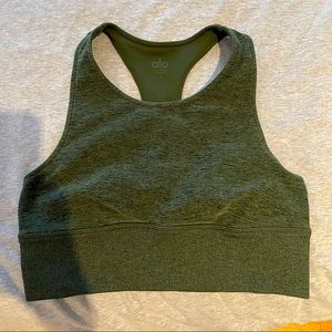 Alo Yoga Heather Green Serenity Bra - High Neck